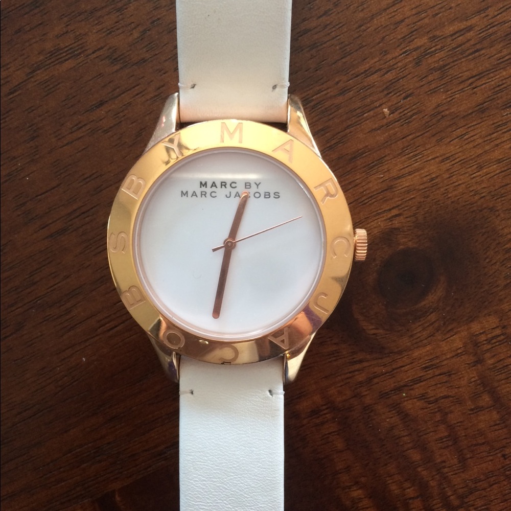 Marc Jacobs White Leather & Gold Watch